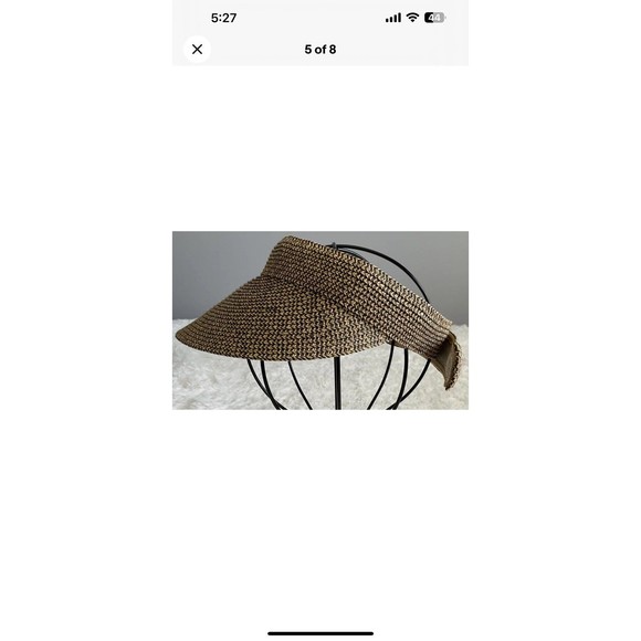 Scala Collezione Womens Straw Sun Visor Adjustable Hook/Loop Back Tan Black OSFM - Picture 4 of 7